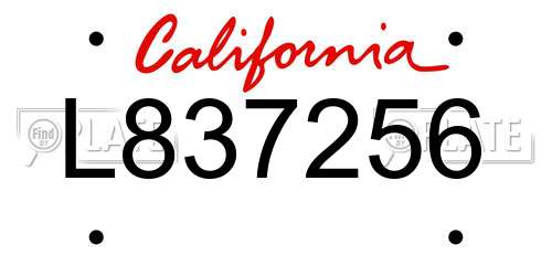 L837256 California License Plate