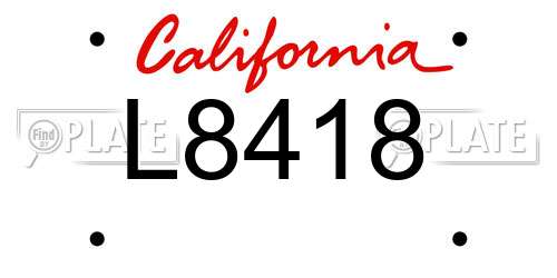 L8418 California License Plate
