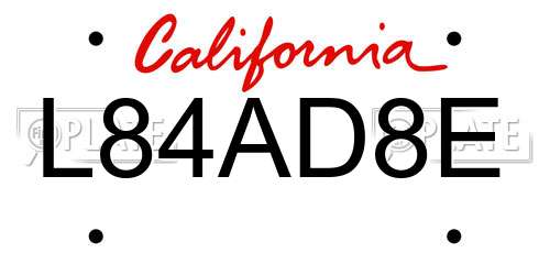 L84AD8E California License Plate