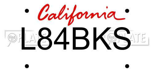 L84BKS California License Plate