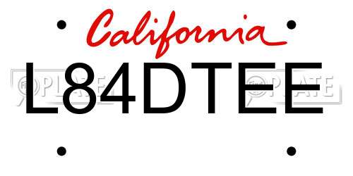 L84DTEE California License Plate