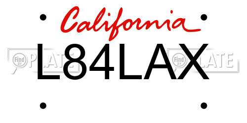 L84LAX California License Plate