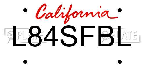 L84SFBL California License Plate