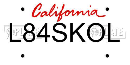 L84SKOL California License Plate