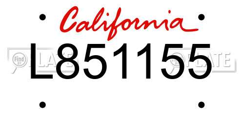 L851155 California License Plate