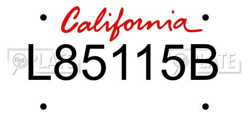 L85115B California License Plate