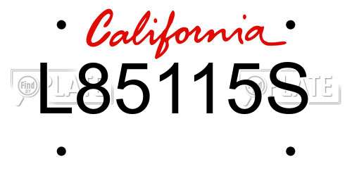 L85115S California License Plate