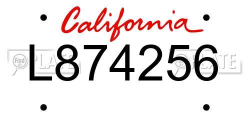 L874256 California License Plate