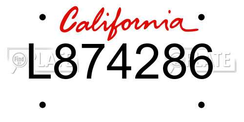 L874286 California License Plate