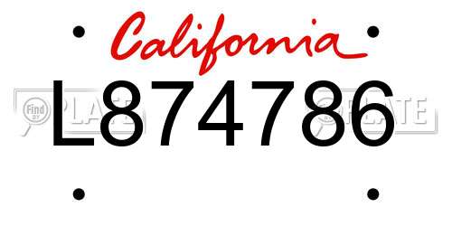L874786 California License Plate