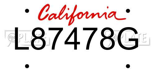 L87478G California License Plate