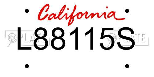 L88115S California License Plate