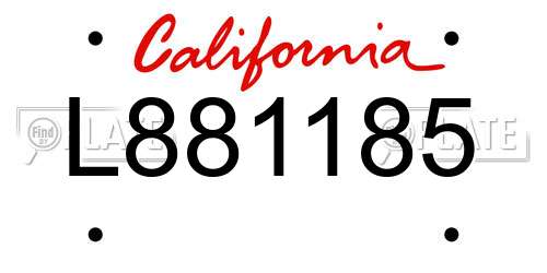 L881185 California License Plate