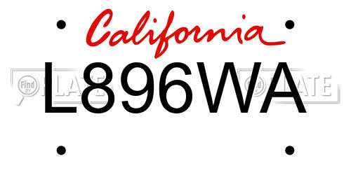 L896WA California License Plate