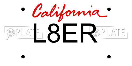 L8ER California License Plate