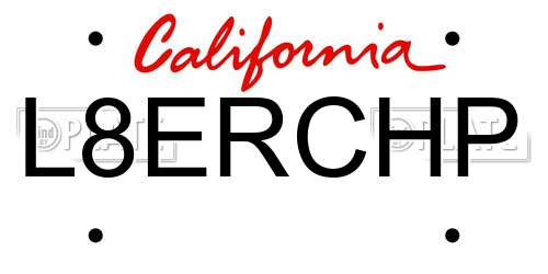 L8ERCHP California License Plate