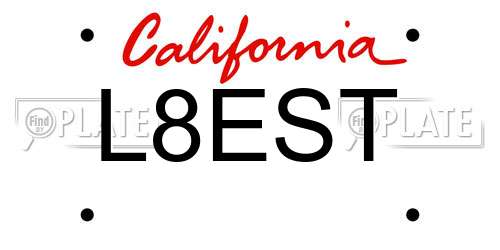 L8EST California License Plate