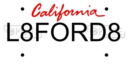 L8FORD8 California License Plate