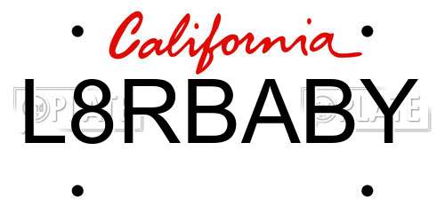 L8RBABY California License Plate