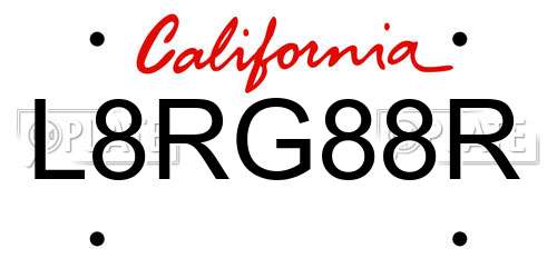 L8RG88R California License Plate