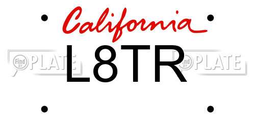 L8TR California License Plate