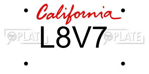 L8V7 California License Plate