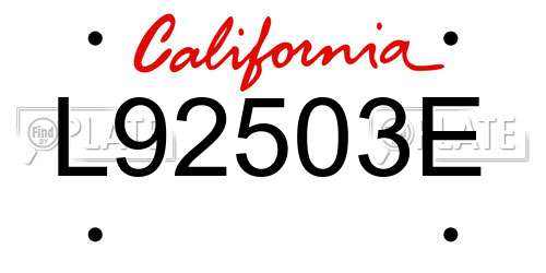 L92503E California License Plate