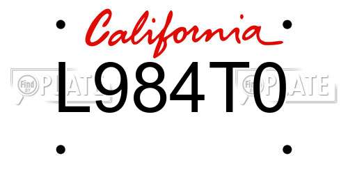 L984T0 California License Plate
