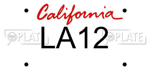 LA12 California License Plate