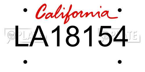 LA18154 California License Plate