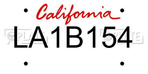 LA1B154 California License Plate