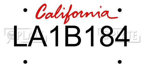 LA1B184 California License Plate