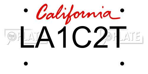 LA1C2T California License Plate