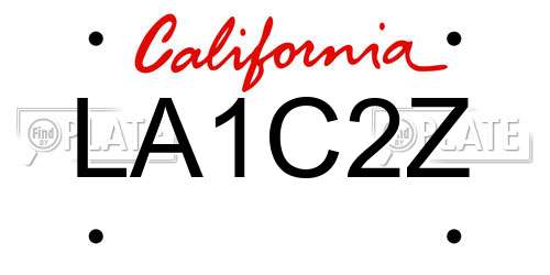 LA1C2Z California License Plate