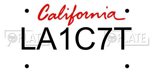 LA1C7T California License Plate