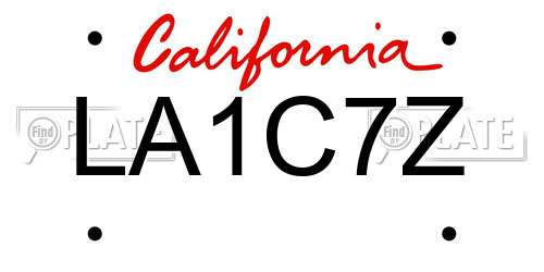 LA1C7Z California License Plate