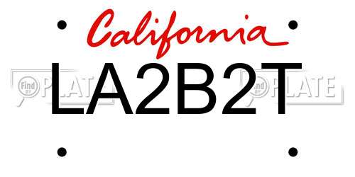 LA2B2T California License Plate