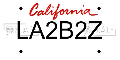 LA2B2Z California License Plate