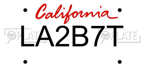 LA2B7T California License Plate