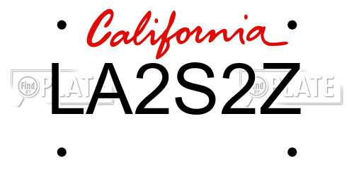 LA2S2Z California License Plate