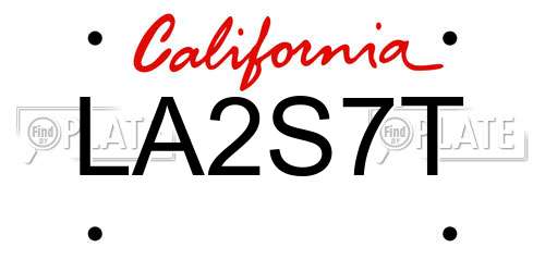 LA2S7T California License Plate