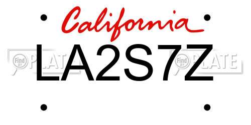 LA2S7Z California License Plate