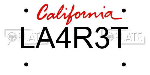 LA4R3T California License Plate