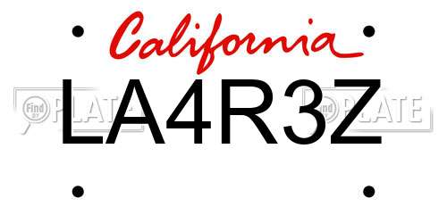 LA4R3Z California License Plate