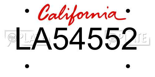 LA54552 California License Plate