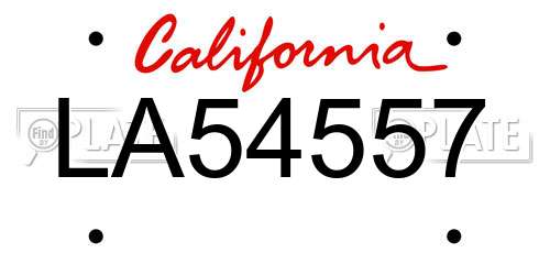 LA54557 California License Plate