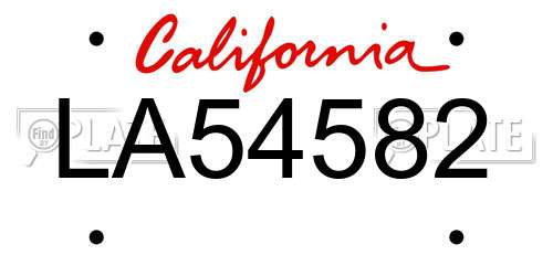 LA54582 California License Plate
