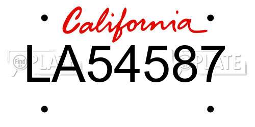 LA54587 California License Plate