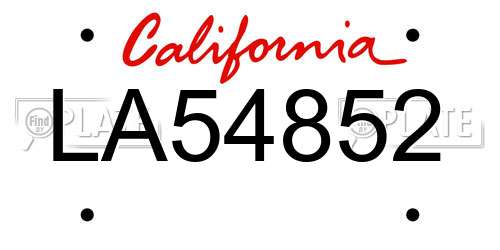 LA54852 California License Plate