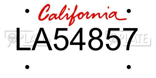 LA54857 California License Plate